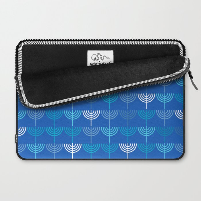Hanukkah Chanukah Menorah Chanukkiah Pattern in Blue Laptop Sleeve Gallery Image 2
