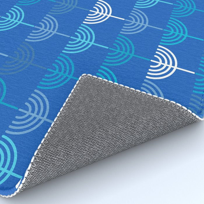 Hanukkah Chanukah Menorah Chanukkiah Pattern in Blue Rug Gallery Image 4