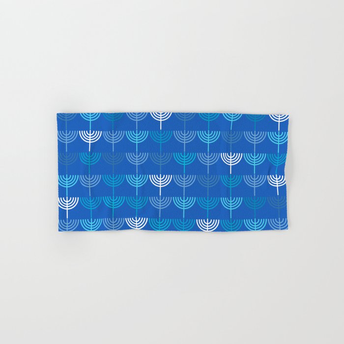 Hanukkah Chanukah Menorah Chanukkiah Pattern in Blue Bath Towel Gallery Image 1