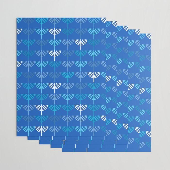 Hanukkah Chanukah Menorah Chanukkiah Pattern in Blue Wrapping Paper Gallery Image 3