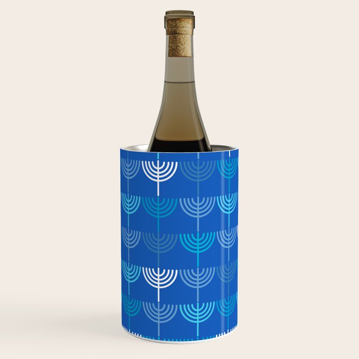 Hanukkah Chanukah Menorah Chanukkiah Pattern in Blue Wine Chiller Gallery Image 1