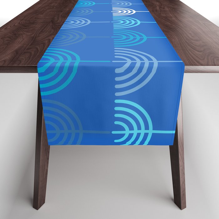 Hanukkah Chanukah Menorah Chanukkiah Pattern in Blue Table Runner Gallery Image 1