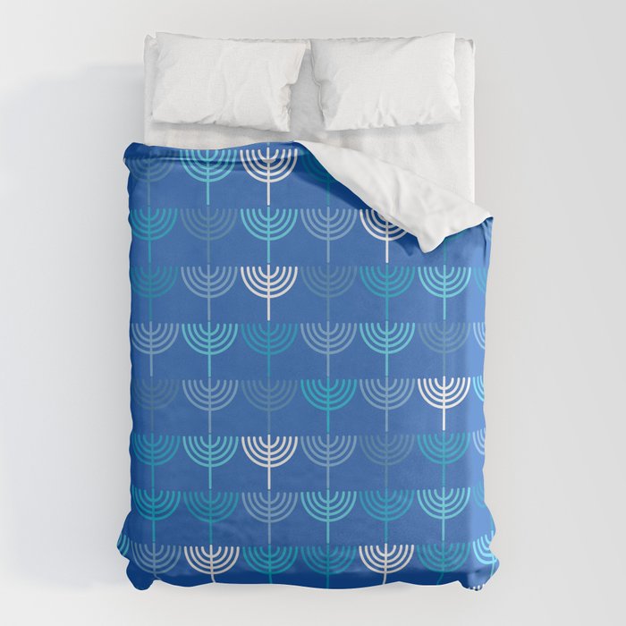 Hanukkah Chanukah Menorah Chanukkiah Pattern in Blue Duvet Cover Gallery Image 6