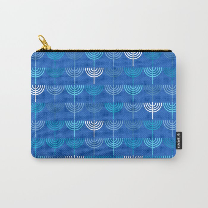 Hanukkah Chanukah Menorah Chanukkiah Pattern in Blue Carry All Pouch Gallery Image 1