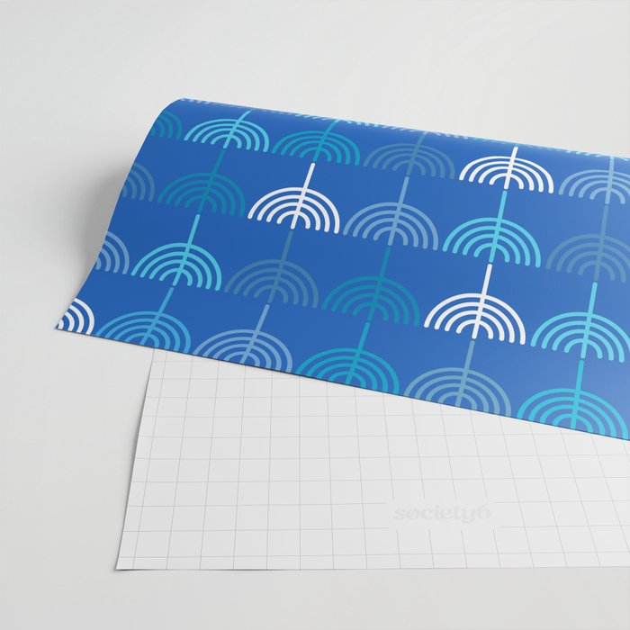 Hanukkah Chanukah Menorah Chanukkiah Pattern in Blue Wrapping Paper Gallery Image 2