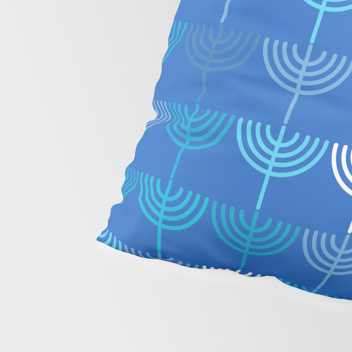 Hanukkah Chanukah Menorah Chanukkiah Pattern in Blue Pillow Sham Gallery Image 4