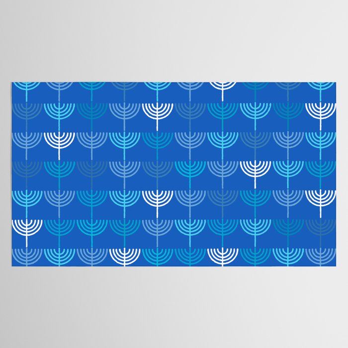 Hanukkah Chanukah Menorah Chanukkiah Pattern in Blue Tablecloth Gallery Image 2