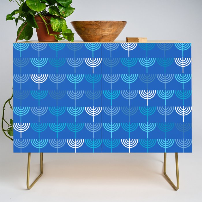 Hanukkah Chanukah Menorah Chanukkiah Pattern in Blue Credenza Gallery Image 1