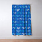 Hanukkah Chanukah Menorah Chanukkiah Pattern in Blue Window Curtain Gallery Image 3