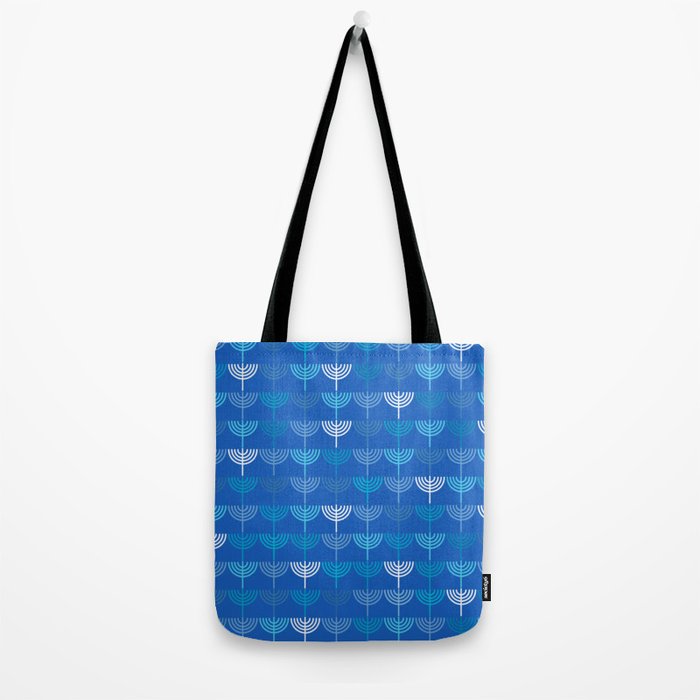 Hanukkah Chanukah Menorah Chanukkiah Pattern in Blue Tote Bag Gallery Image 2