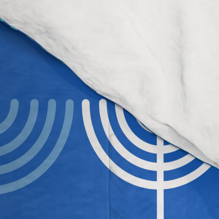 Hanukkah Chanukah Menorah Chanukkiah Pattern in Blue Comforter Gallery Image 4