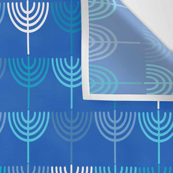 Hanukkah Chanukah Menorah Chanukkiah Pattern in Blue Wall Tapestry Gallery Image 3