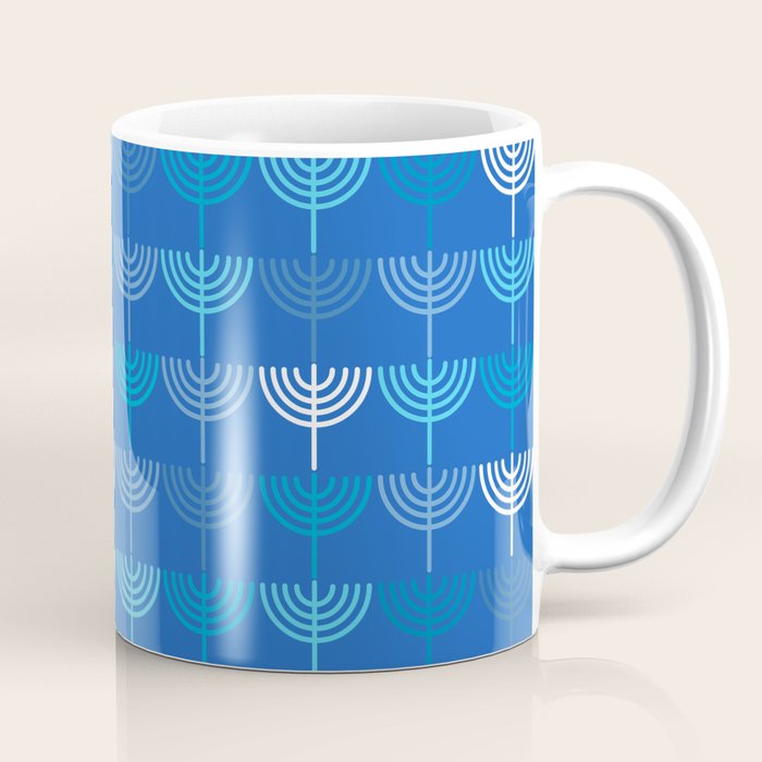 Hanukkah Chanukah Menorah Chanukkiah Pattern in Blue Coffee Mug Gallery Image 1