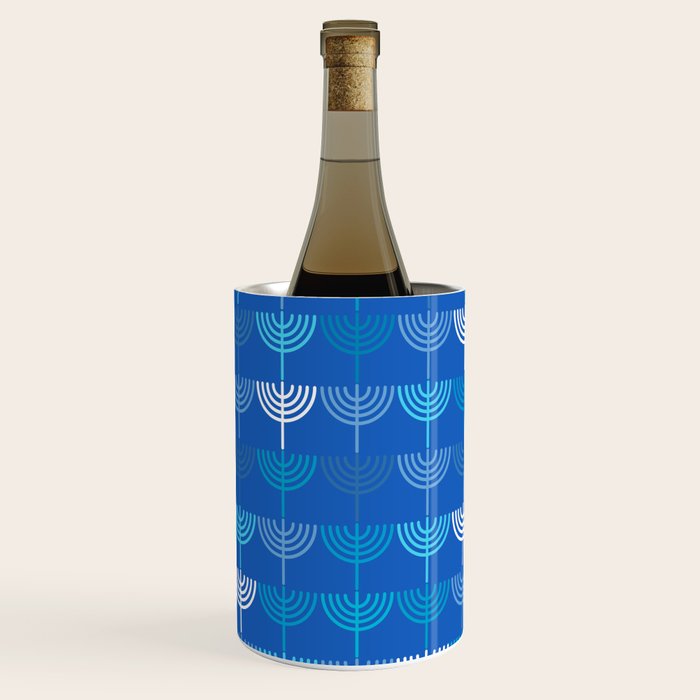 Hanukkah Chanukah Menorah Chanukkiah Pattern in Blue Wine Chiller Gallery Image 2
