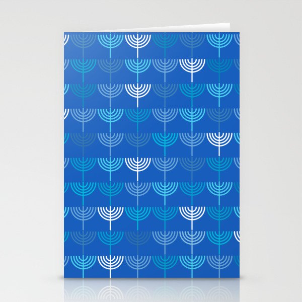 Hanukkah Chanukah Menorah Chanukkiah Pattern in Blue Stationery Card Gallery Image 2