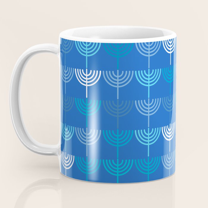 Hanukkah Chanukah Menorah Chanukkiah Pattern in Blue Coffee Mug Gallery Image 3