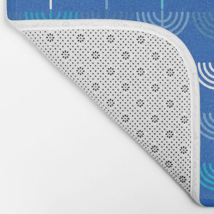 Hanukkah Chanukah Menorah Chanukkiah Pattern in Blue Bath Mat Gallery Image 2