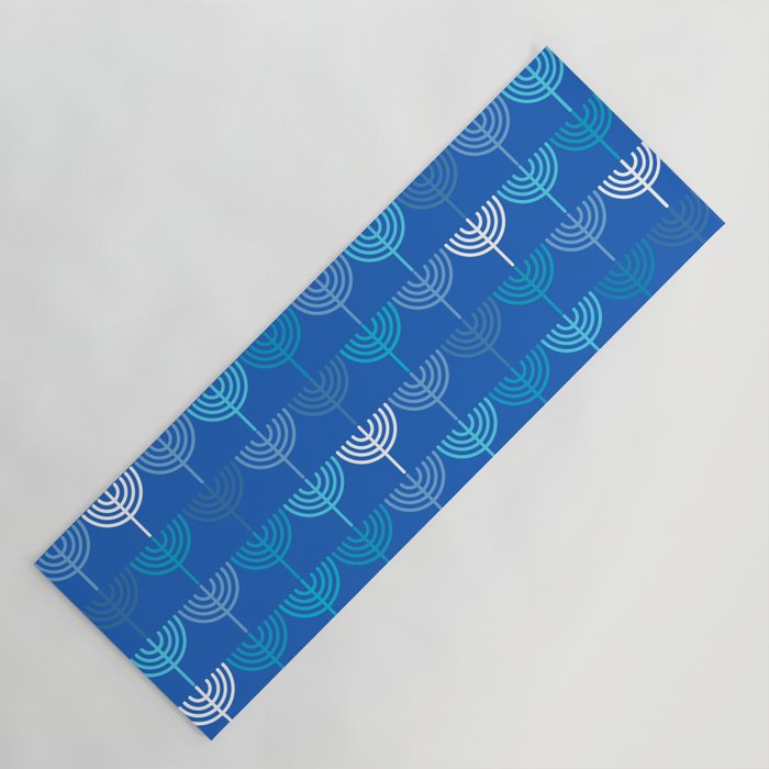 Hanukkah Chanukah Menorah Chanukkiah Pattern in Blue Yoga Mat Gallery Image 1