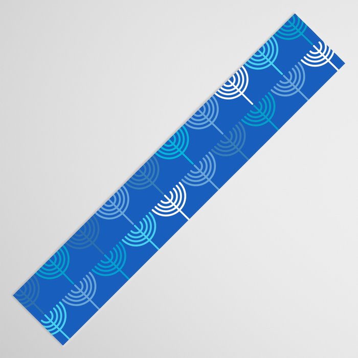 Hanukkah Chanukah Menorah Chanukkiah Pattern in Blue Table Runner Gallery Image 3