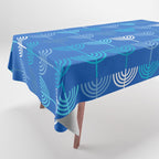 Hanukkah Chanukah Menorah Chanukkiah Pattern in Blue Tablecloth Gallery Image 1