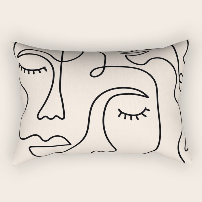 Abstract Single Line Face  Rectangular Pillow Gallery Image 2