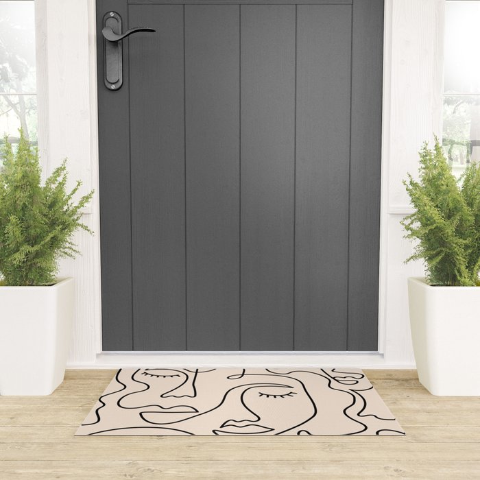 Abstract Single Line Face  Welcome Mat Gallery Image 3