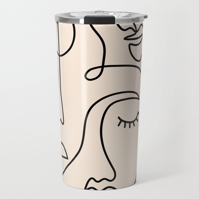 Abstract Single Line Face  Travel Mug Gallery Image 1