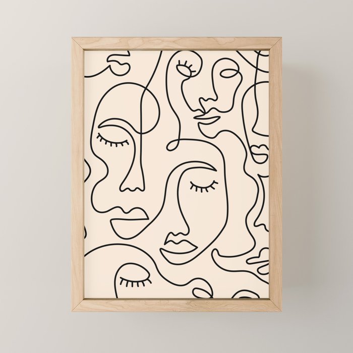 Abstract Single Line Face  Mini Art Print Gallery Image 1
