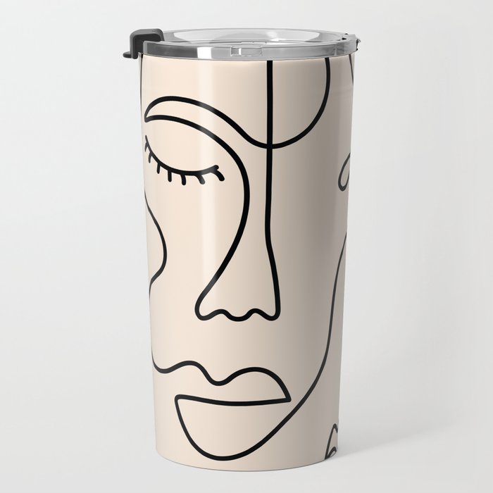 Abstract Single Line Face  Travel Mug Gallery Image 3