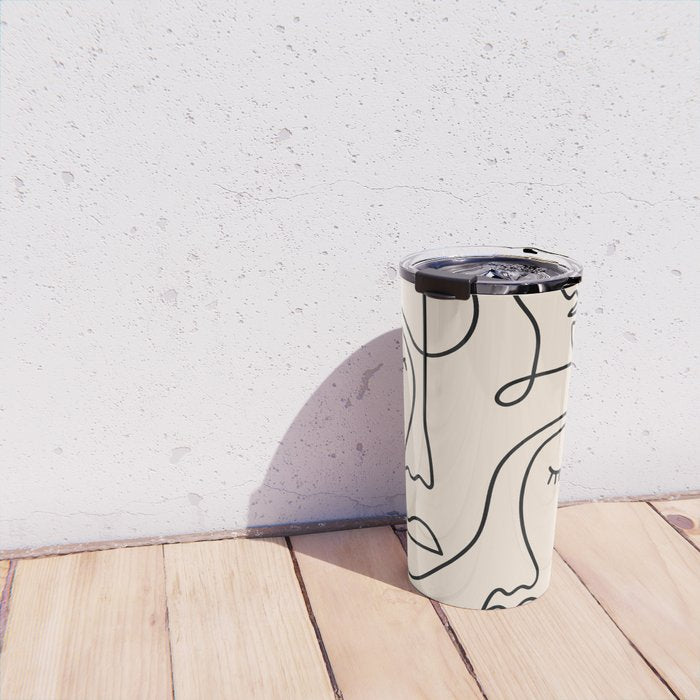 Abstract Single Line Face  Travel Mug Gallery Image 4