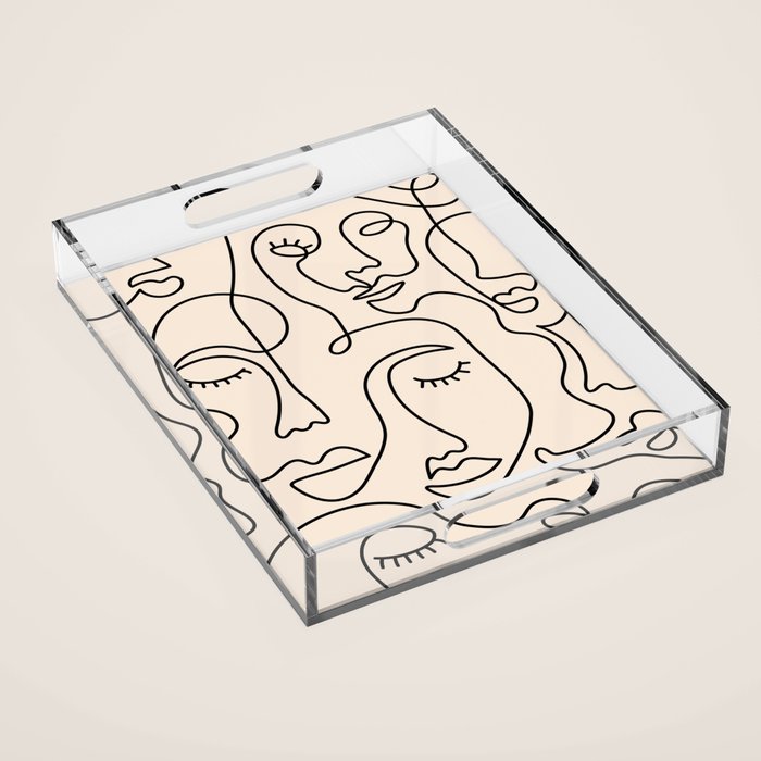 Abstract Single Line Face  Acrylic Tray Gallery Image 1