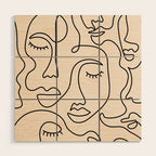 Abstract Single Line Face  Wood Wall Art Gallery Image 1