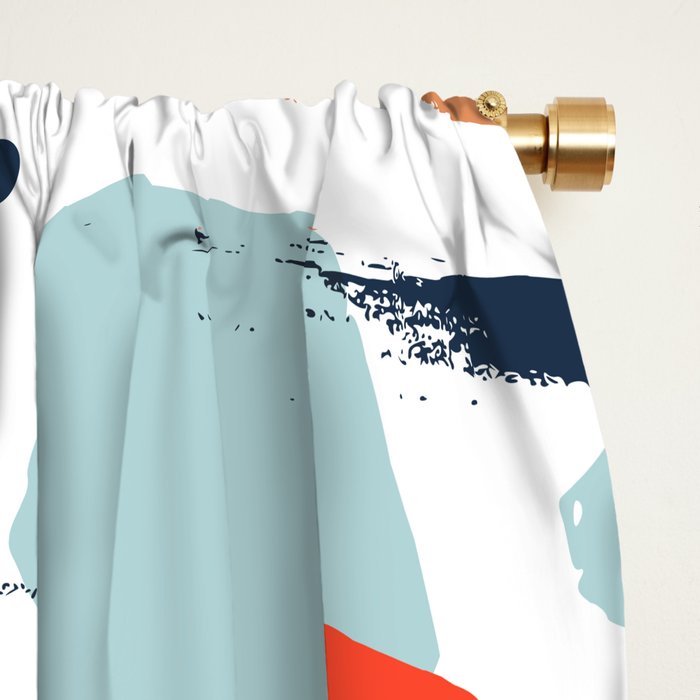 Summer Abstract, Floral Prints, Orange, Teal, Blue, Colourful Prints. Window Curtain Gallery Image 2