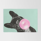 Bubble Gum Sneaky French Bulldog in Green Rug Gallery Image 2