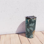 Spring Song - Dark Teal Birds and Floral Print Travel Mug Gallery Image 4