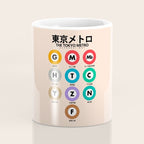 Tokyo subway map print. City metro alphabet poster, japan underground print, japanese city wall art. Coffee Mug Gallery Image 4