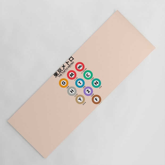 Tokyo subway map print. City metro alphabet poster, japan underground print, japanese city wall art. Yoga Mat Gallery Image 1