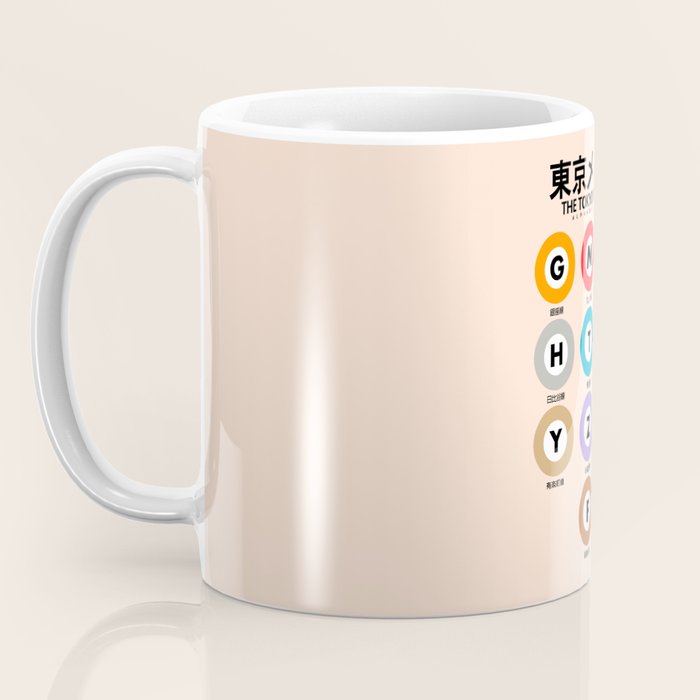 Tokyo subway map print. City metro alphabet poster, japan underground print, japanese city wall art. Coffee Mug Gallery Image 3