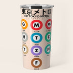 Tokyo subway map print. City metro alphabet poster, japan underground print, japanese city wall art. Travel Mug Gallery Image 1