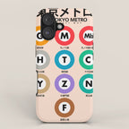 Tokyo subway map print. City metro alphabet poster, japan underground print, japanese city wall art. iPhone Case Gallery Image 1