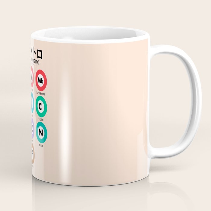 Tokyo subway map print. City metro alphabet poster, japan underground print, japanese city wall art. Coffee Mug Gallery Image 1