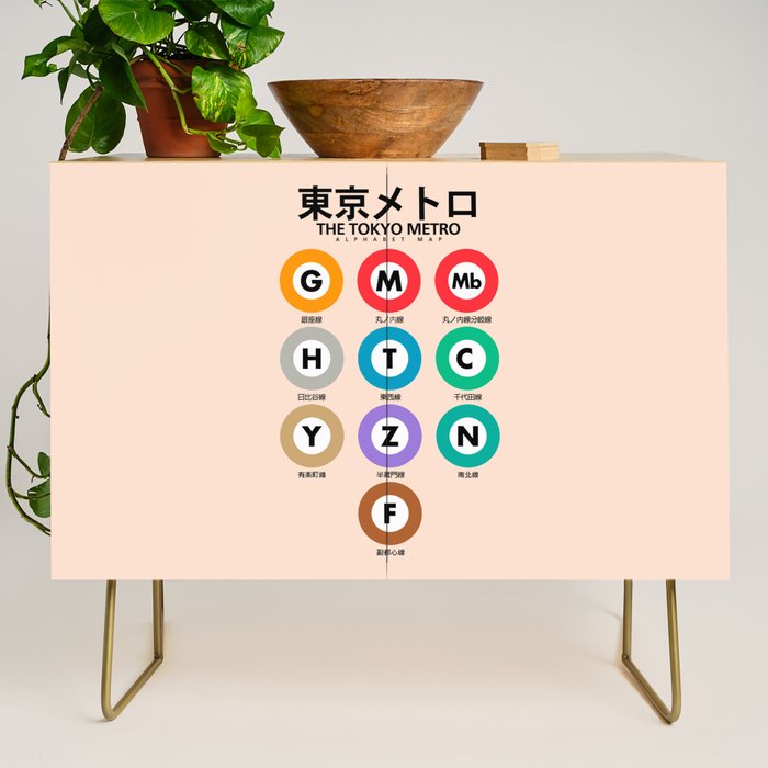 Tokyo subway map print. City metro alphabet poster, japan underground print, japanese city wall art. Credenza Gallery Image 1