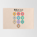 Tokyo subway map print. City metro alphabet poster, japan underground print, japanese city wall art. Rug Gallery Image 2