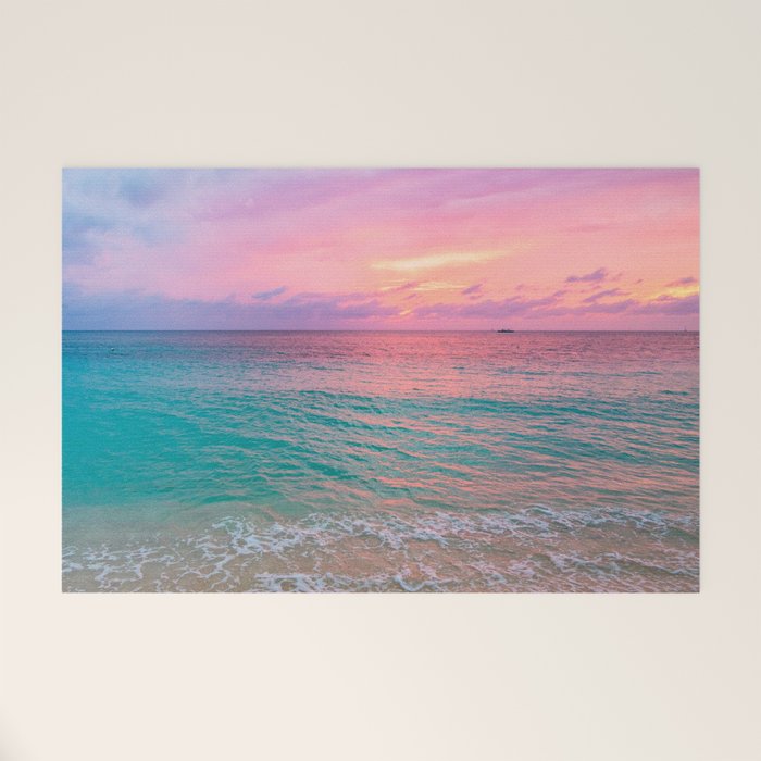 Aerial Photography Beautiful: Turquoise Sunset Relaxing, Peaceful, Coastal Seashore Welcome Mat Gallery Image 1