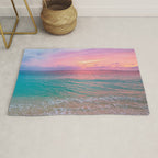 Aerial Photography Beautiful: Turquoise Sunset Relaxing, Peaceful, Coastal Seashore Rug Gallery Image 1