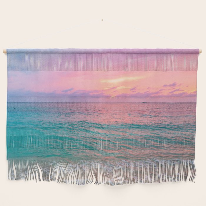 Aerial Photography Beautiful: Turquoise Sunset Relaxing, Peaceful, Coastal Seashore Wall Hanging Gallery Image 1