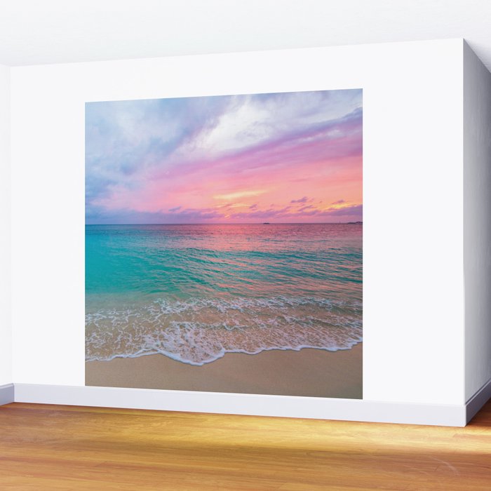 Aerial Photography Beautiful: Turquoise Sunset Relaxing, Peaceful, Coastal Seashore Wall Mural Gallery Image 2