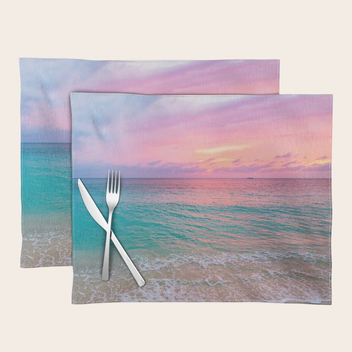 Aerial Photography Beautiful: Turquoise Sunset Relaxing, Peaceful, Coastal Seashore Placemat Gallery Image 1