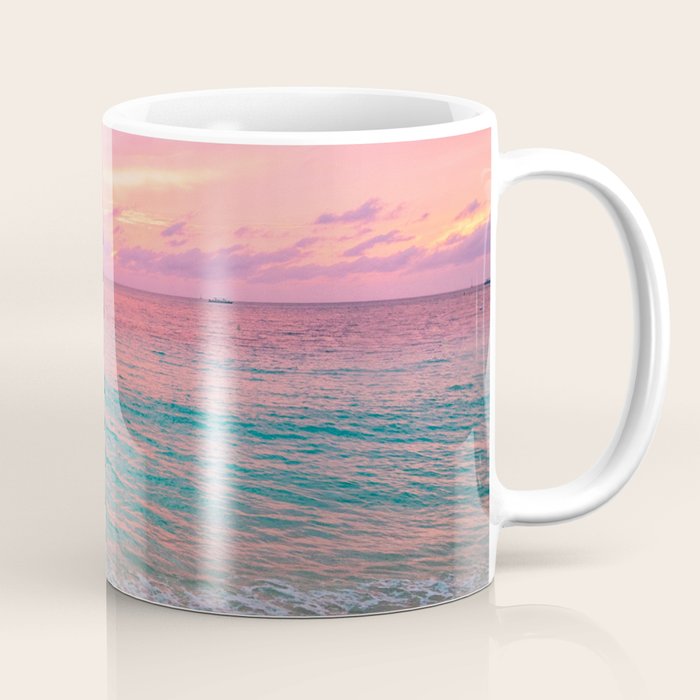 Aerial Photography Beautiful: Turquoise Sunset Relaxing, Peaceful, Coastal Seashore Coffee Mug Gallery Image 1