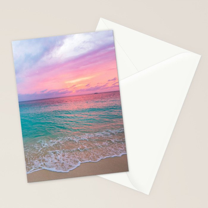 Aerial Photography Beautiful: Turquoise Sunset Relaxing, Peaceful, Coastal Seashore Stationery Card Gallery Image 2